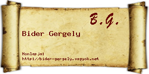 Bider Gergely névjegykártya